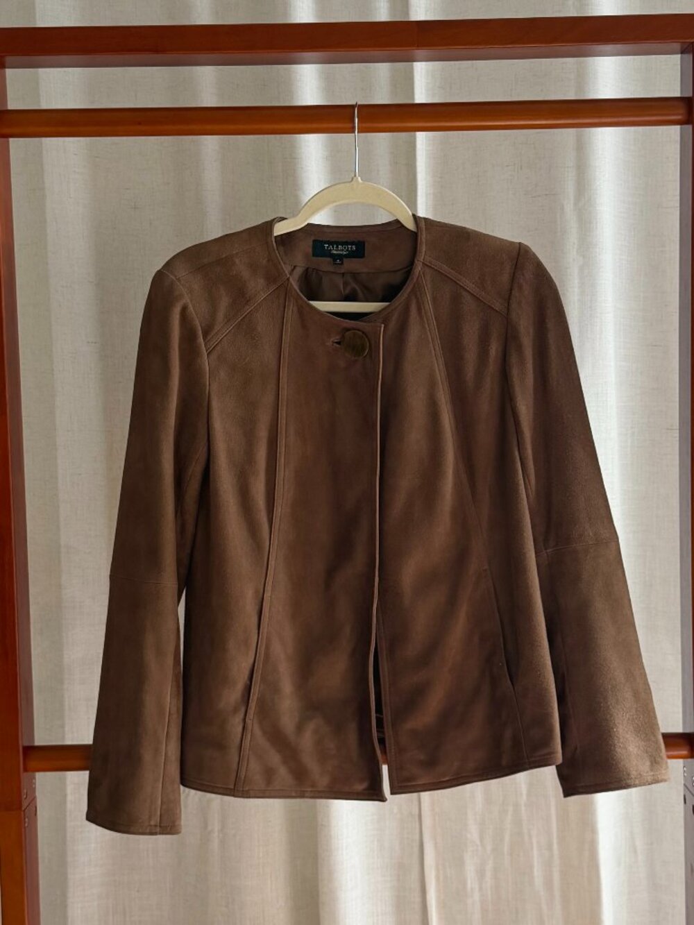 Talbots Brown Suede Collarless Jacket